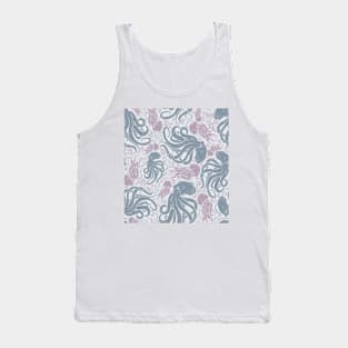 Grey and Pink Ocean Life Design Tank Top